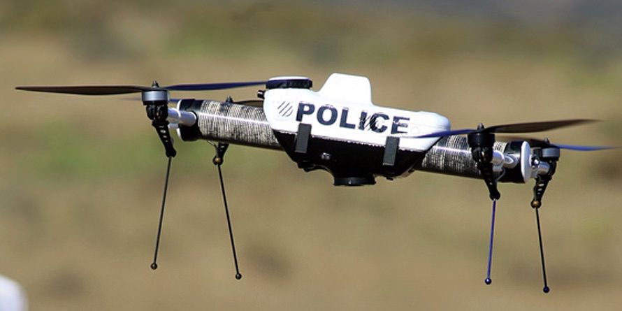 Police drone tested outside apartment building by Boston police