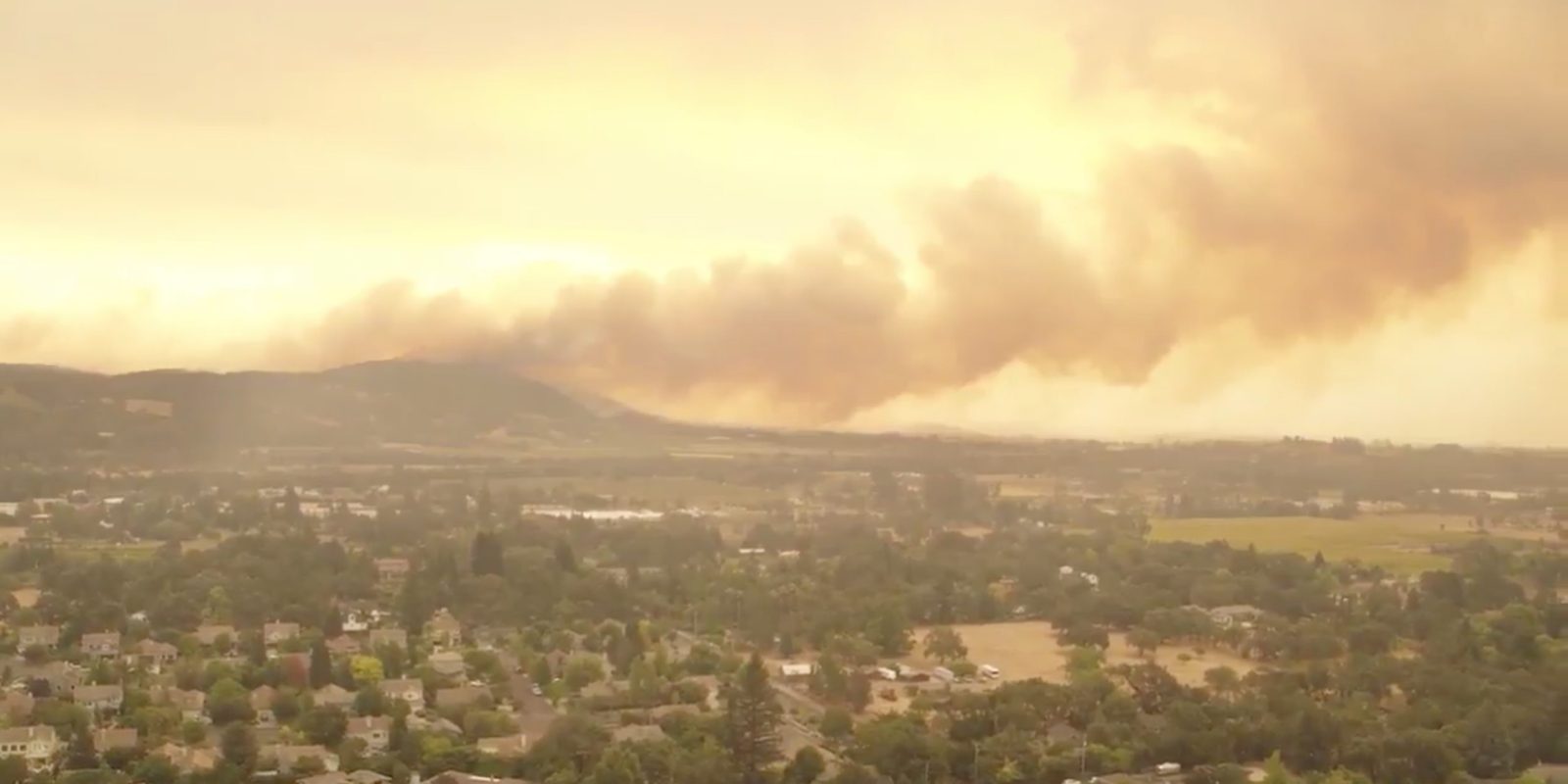 Drone footage shows fast moving wildfires in Napa and Sonoma counties