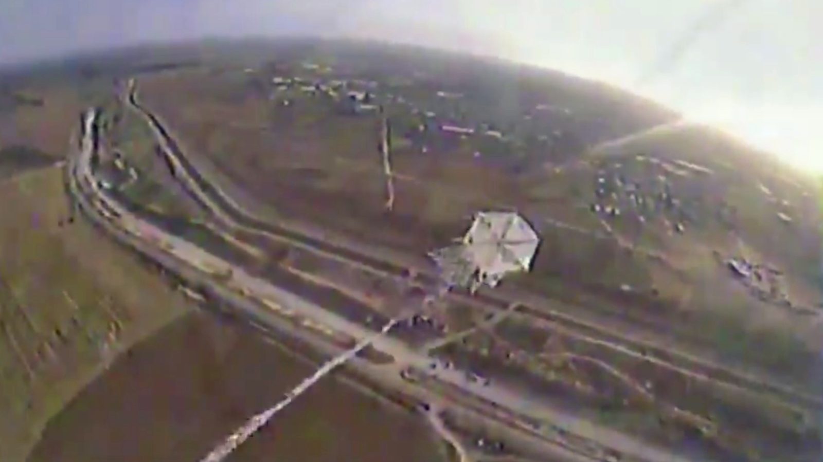 Onboard video footage from Israeli drones as they take down a 'fire kite'
