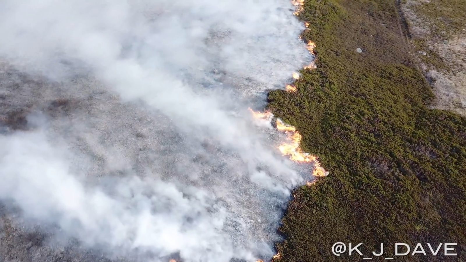 Drone footage of fire during UK heatwave shows massive destruction