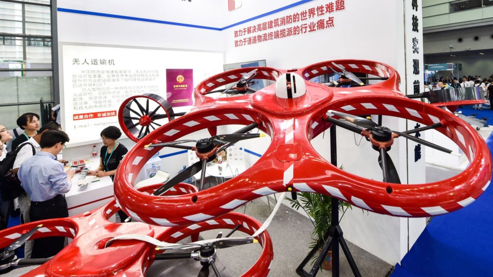 Hundreds of drones are displayed at 2018 World Drone Congress and the Third Shenzhen International UAV Expo 2018