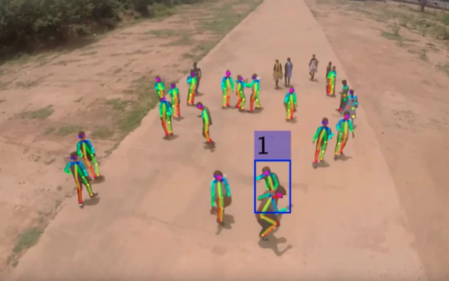 Using a drone and AI to spot fighting people in a crowd