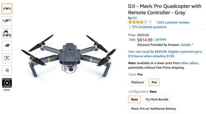 DJI upgrades their official Amazon store, includes a deal page