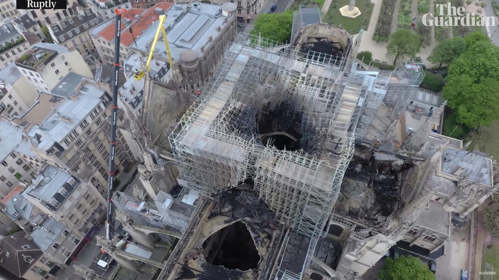 Drone footage shows extent fire damage of Notre Dame Cathedral