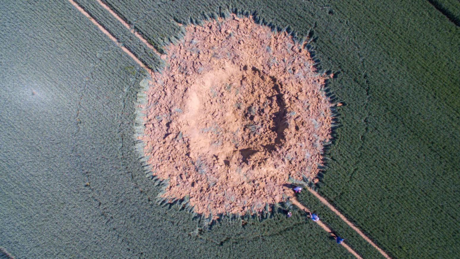 Drone photo shows crater WWII bomb explosion in Germany