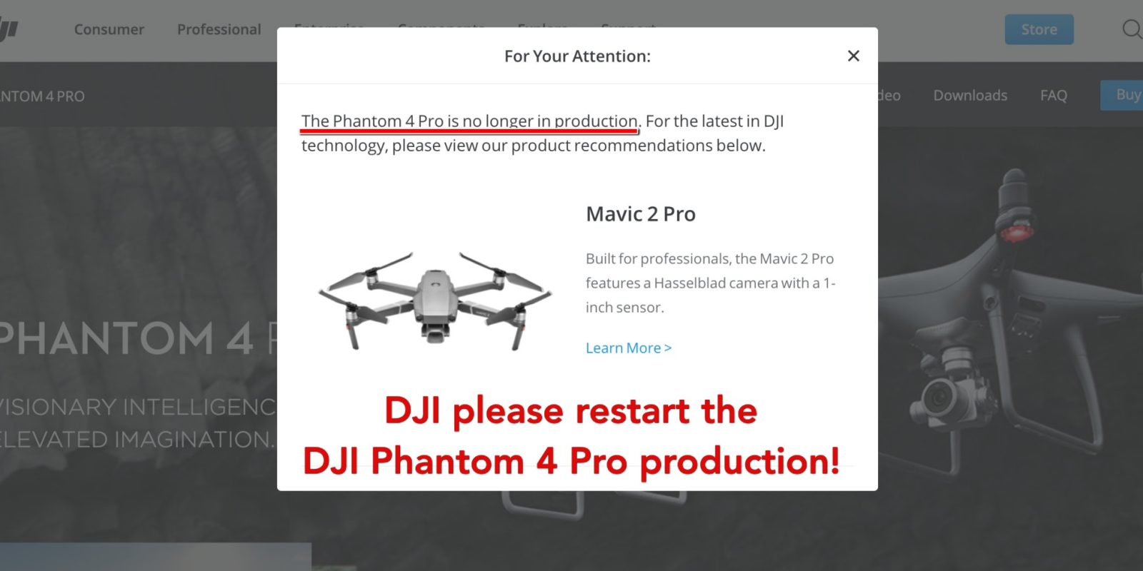 DJI Phantom 4 Pro production should be restarted by Chinese drone maker.