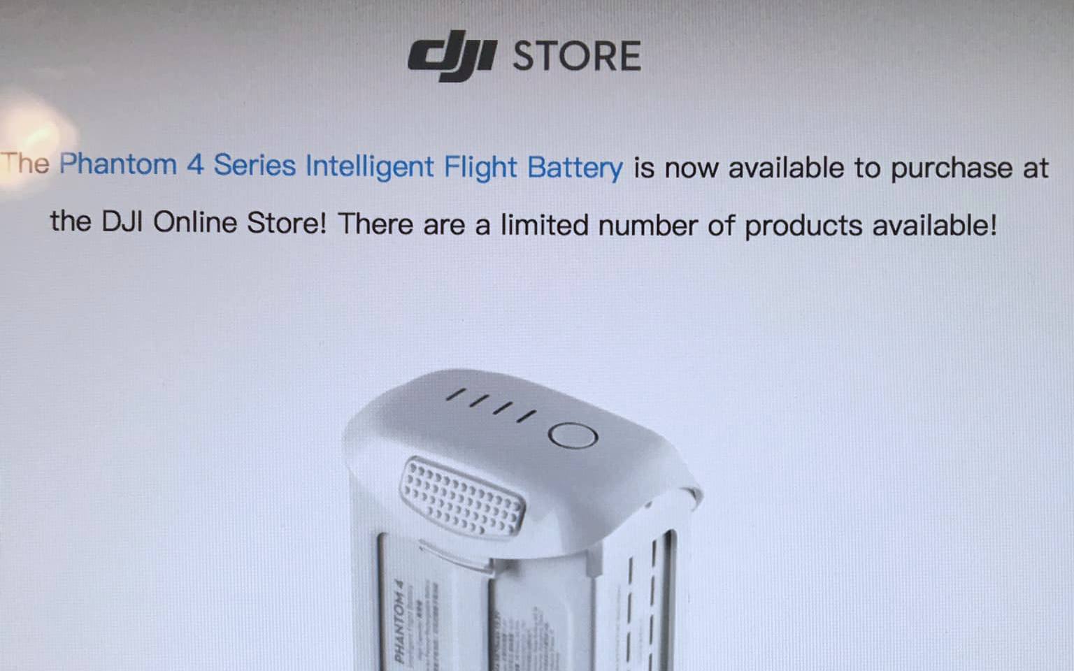 DJI Phantom 4 Series Intelligent Flight Battery in stock, only to sell out immediately