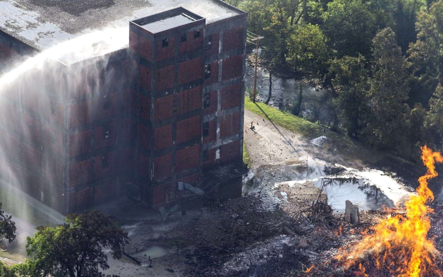 Drone video shows Jim Beam warehouse destruction after raging fire