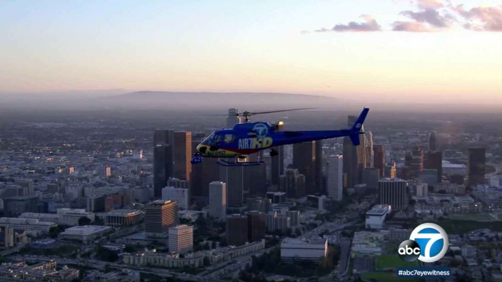 AIR7 HD struck by suspected drone over downtown LA, makes precautionary landing