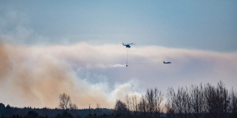 drones chernobyl fire