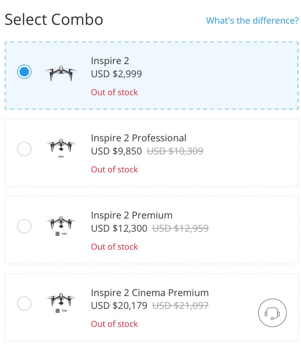Inspire 2 out of stock