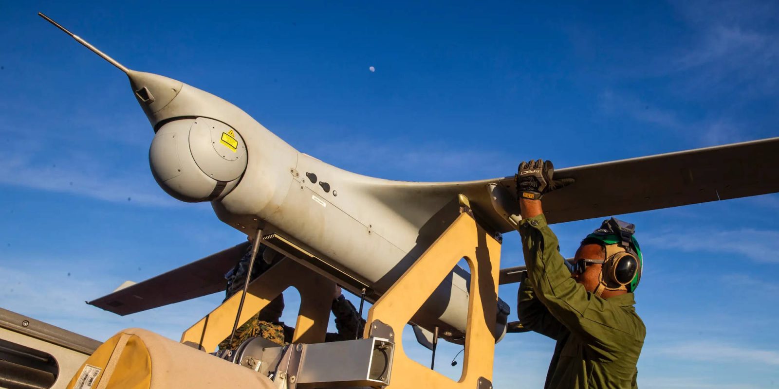 American marines guide bombers drones