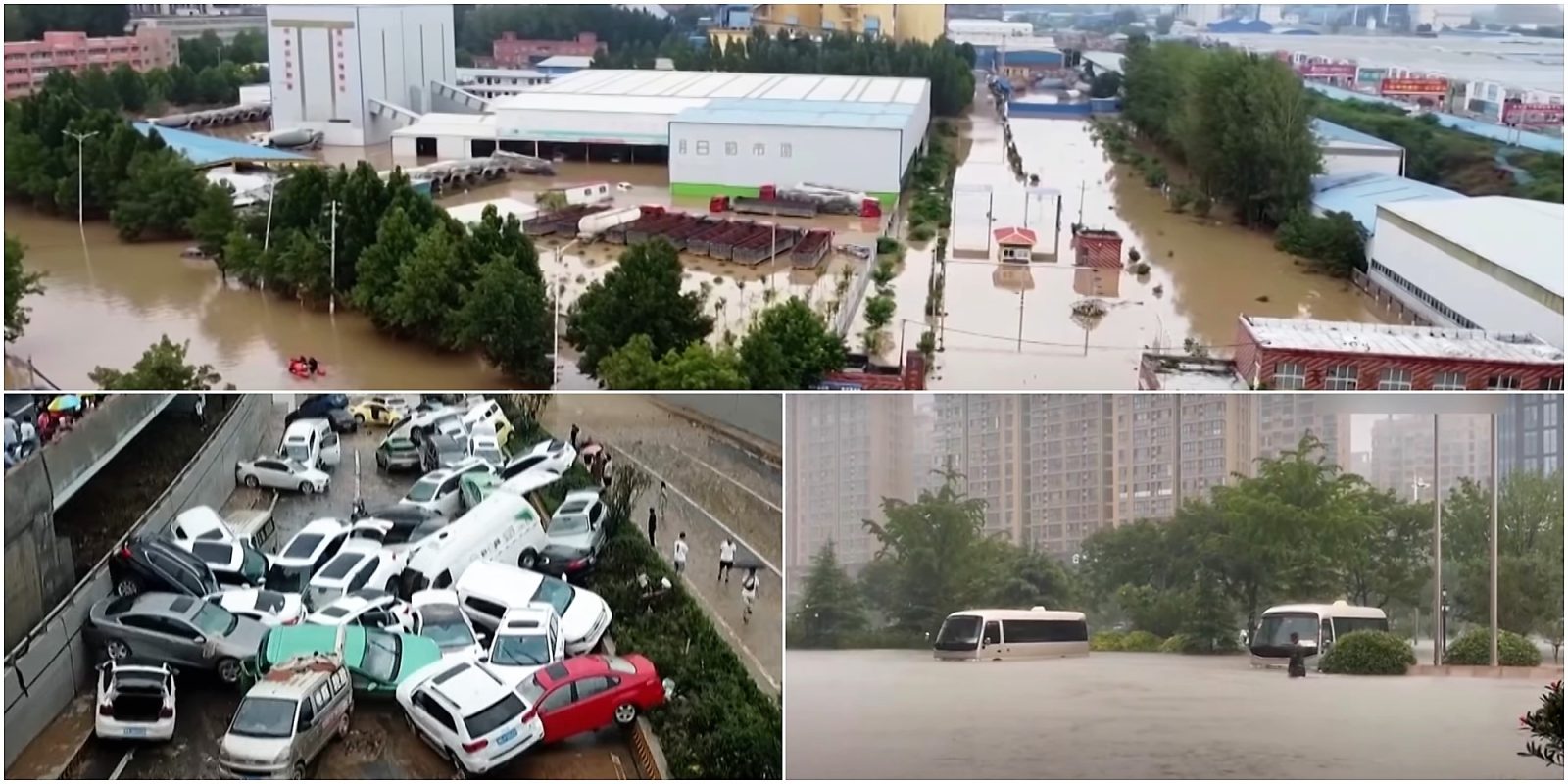china floods drone videos